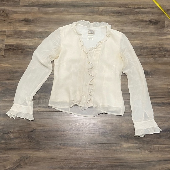 Laura Ashley Ivory Ruffle Long Sleeve Blouse - Picture 1 of 5